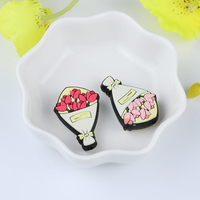 Wholesale 500PCS Silicone Rose Baby Teething Beads